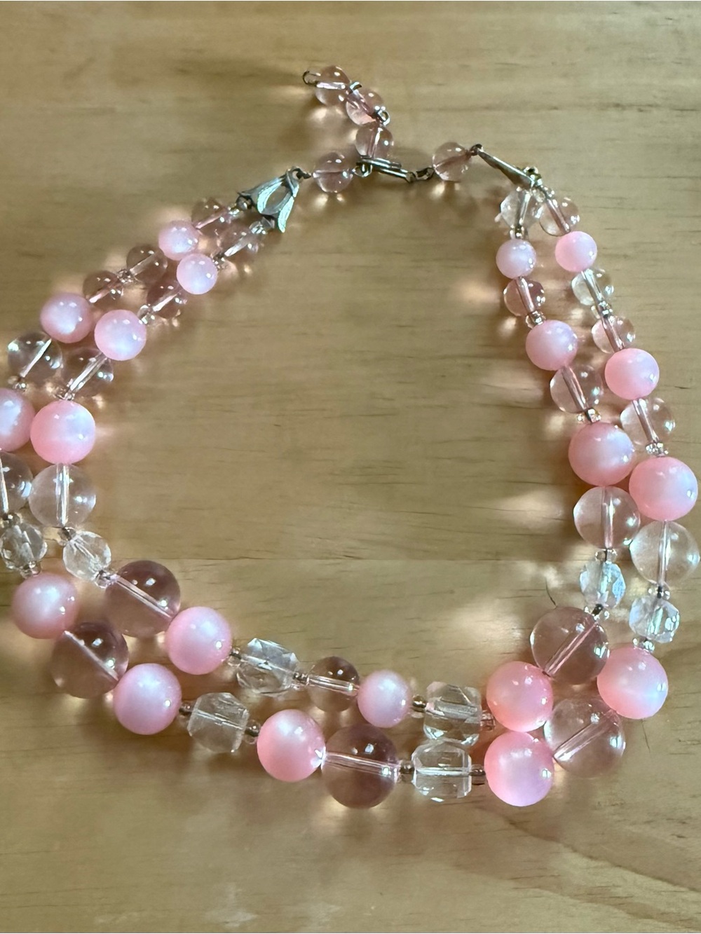 Pink Vintage Layered Beaded Necklace